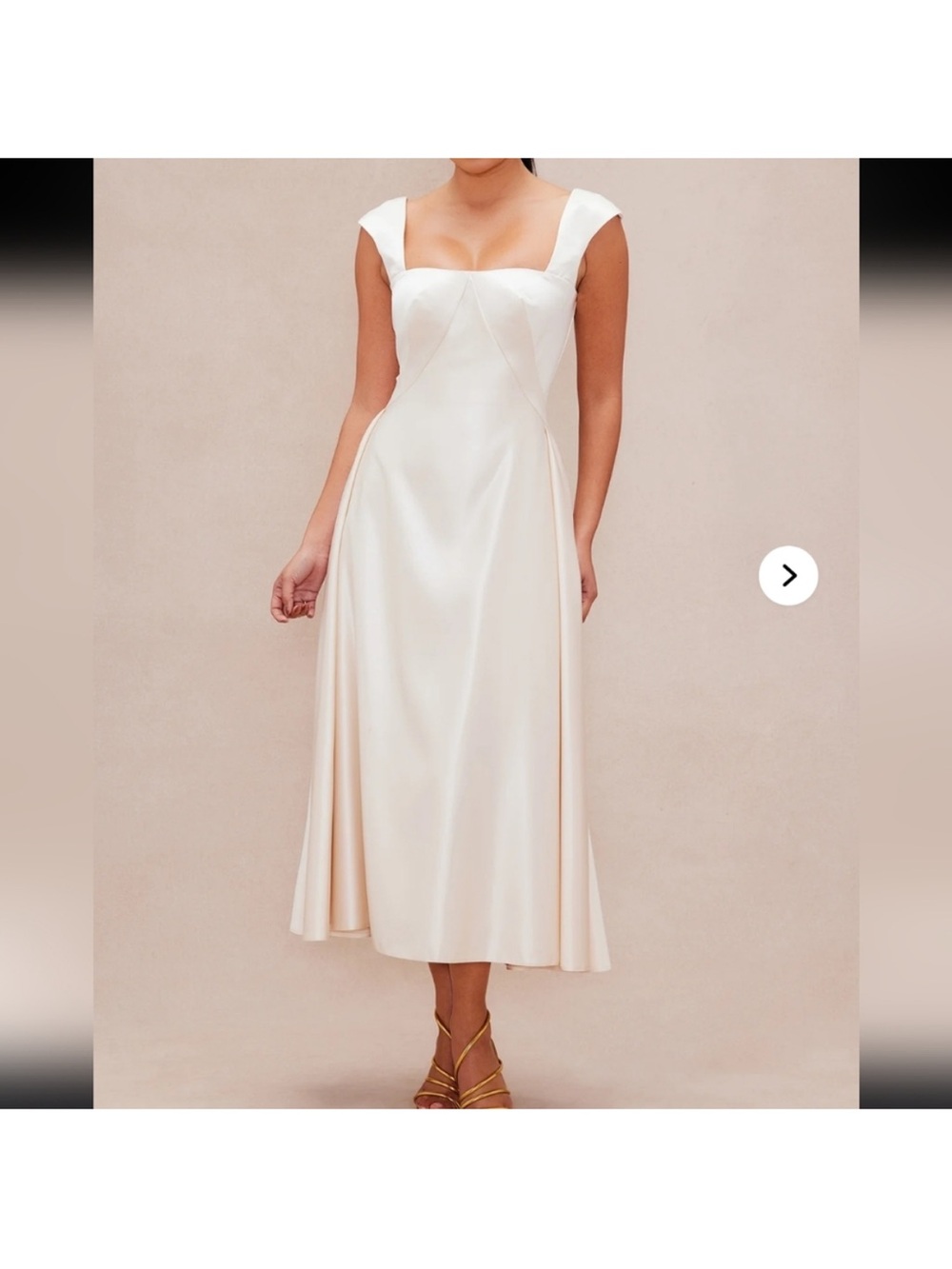 Darling Cream Satin Square-Neck Midi Dress Fashion Nova LUXE